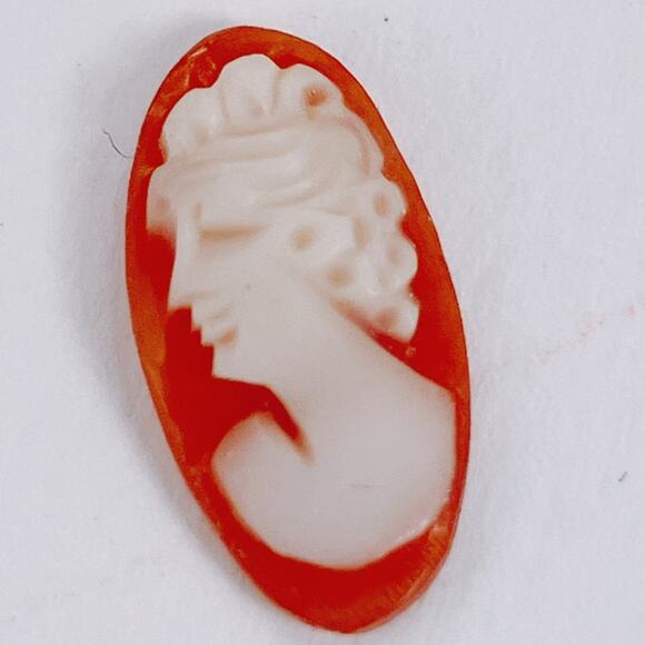 Vintage Mid Century Carved Shell Cameo Cabochon Loose Unset 1940s Jewelry - Picture 4 of 10